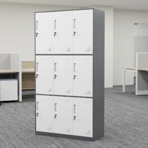 Premium 9-Locker Cabinet secure steel office storage locker with nine lockable compartments