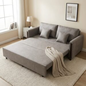 Smart 200cm Sofa Bed, modern grey convertible pull-out sofa bed for the living room