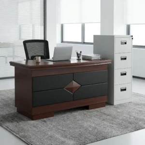 Executive Secretary Workstation with 1.4m desk, orthopedic chair, and metallic 4-drawer filing cabinet