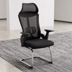 Ergonomic Cantilever Chair with mesh back, headrest, and metal cantilever base