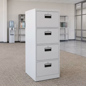 4-Drawer Steel Filing Cabinet with lockable drawers and metal handles