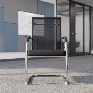 Modern Cantilever Visitor Chair with mesh back and chrome frame