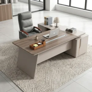 2.4m Executive Desk Set with wooden desk, storage, and heavy-duty reclining executive chair with footrest