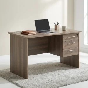 1.6m Modern Study Desk with wooden finish and lockable drawers for home or office workspace