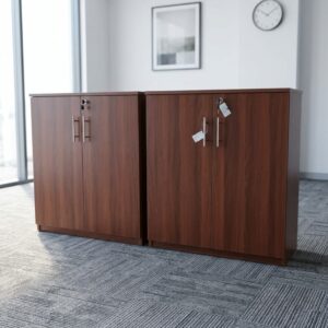 Double Door Storage Unit with lockable doors and fixed internal shelf for office organization
