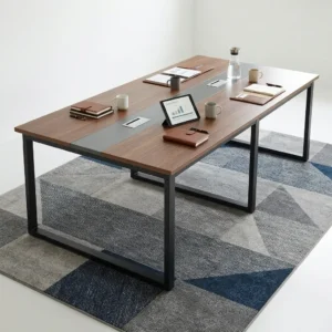 2.4m Executive Conference Table with wood finish, metal frame, and cable management for modern office meeting spaces