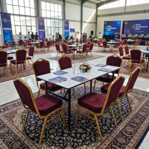 Folding Seminar Table Set with 1.8m table and cushioned banquet chairs for events and meetings