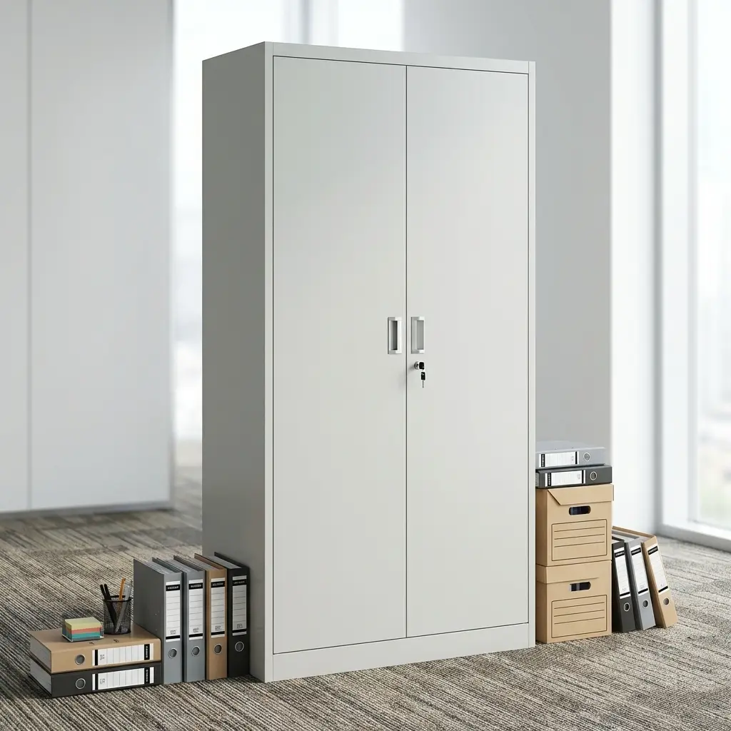 Metallic 5-Shelf Filing Cabinet With Lockable Doors And Spacious Internal Storage For Office Files And Documents