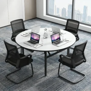 4-6 Seater Round Discussion Table with modern design, spacious surface, and office meeting setup