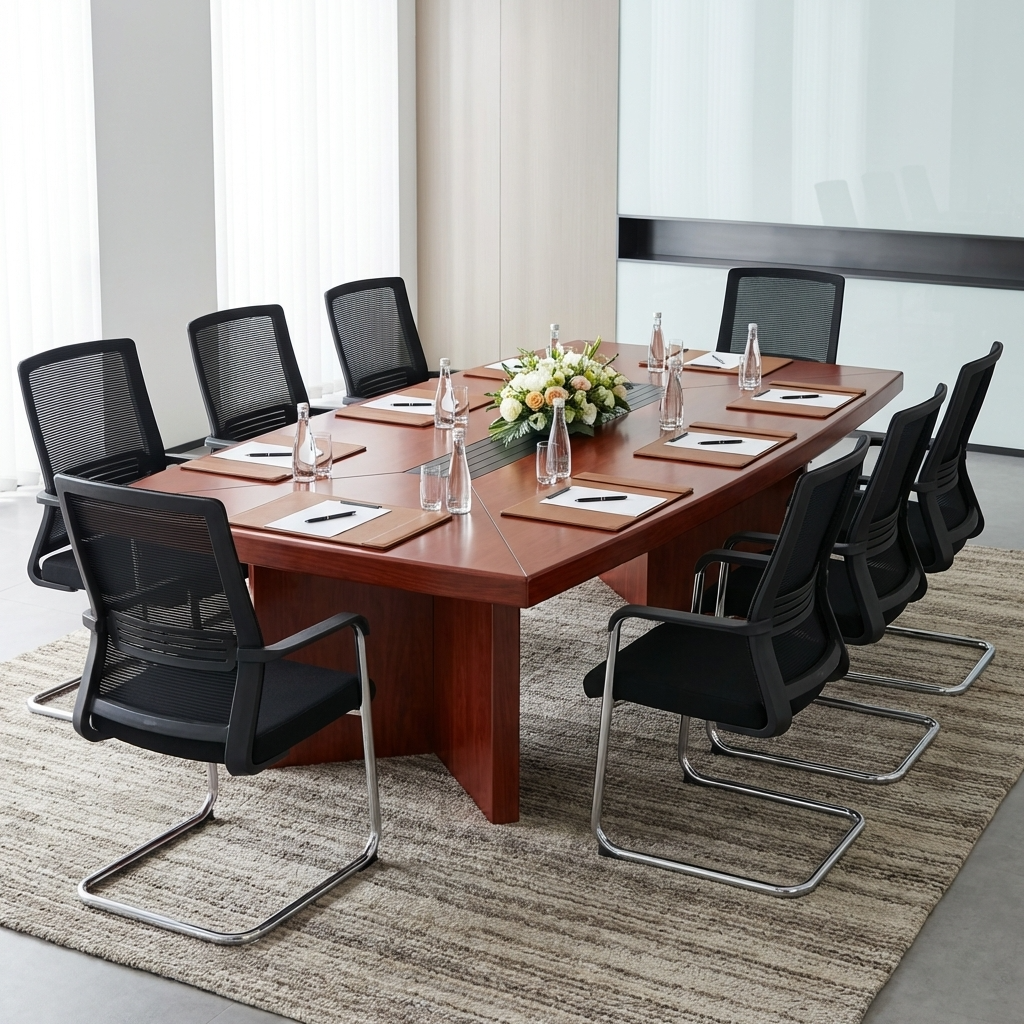 2.4m modern wood meeting table set, Boardroom & Conference Tables with executive chairs in a professional office setting