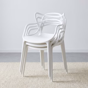 Premium Plastic Cafe Chair with modern sculpted armrests, durable molded plastic frame, and contemporary hospitality seating design
