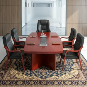 6-Piece High-End Executive Set with 2.4m conference table, wooden chairs, and premium leather reclining office chair