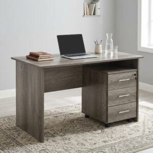Mobile Drawers 1.2m Desk with rolling 3-drawer pedestal and modern wooden office finish