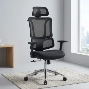 Pro-Series Mesh Executive Chair with adjustable lumbar support, 3D armrests, ergonomic headrest, and breathable mesh backrest