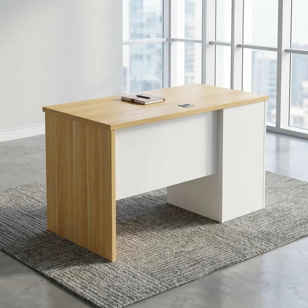 Minimalist 1.2M Executive Desk With Modern Two-Tone Finish, Cable Management Port, And Optional Lockable Office Storage Cabinet