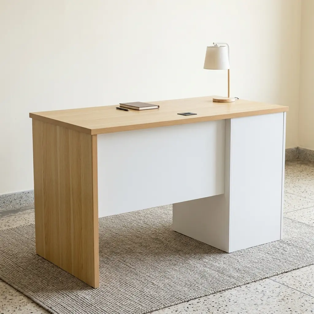 Minimalist 1.2M Executive Desk With Modern Two-Tone Finish, Cable Management Port, And Optional Lockable Office Storage Cabinet