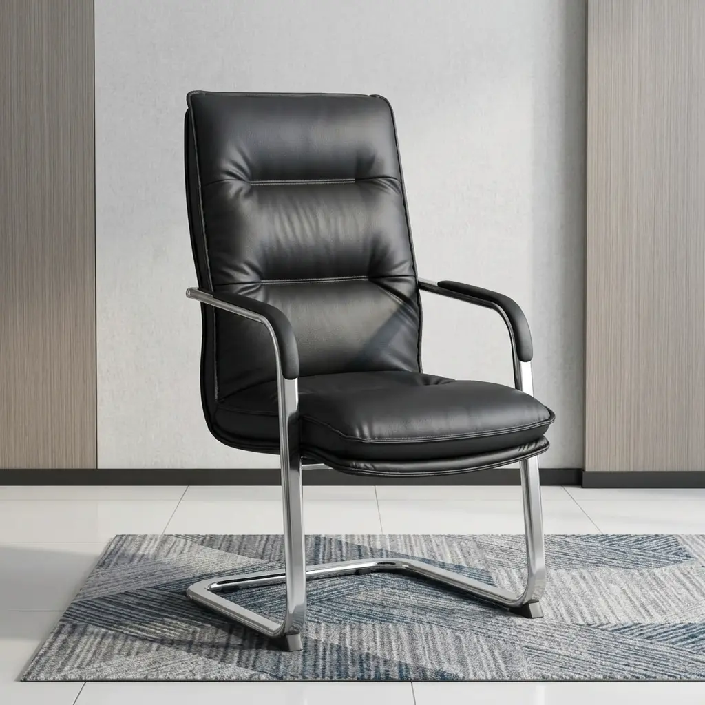 Premium Cantilever Office Chair With Padded Executive Seating, Chrome Cantilever Frame, And Modern Office Visitor Chair Design