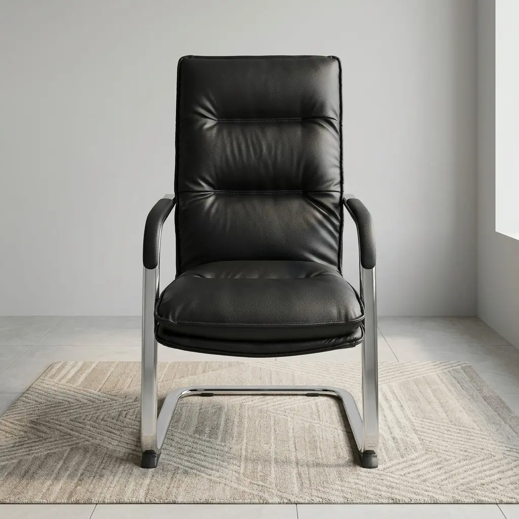 Premium Cantilever Office Chair With Padded Executive Seating, Chrome Cantilever Frame, And Modern Office Visitor Chair Design