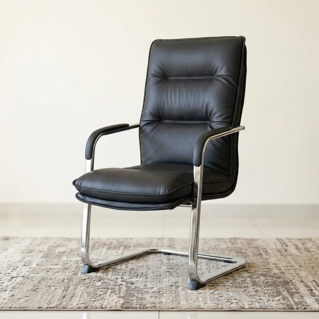 Premium Cantilever Office Chair With Padded Executive Seating, Chrome Cantilever Frame, And Modern Office Visitor Chair Design