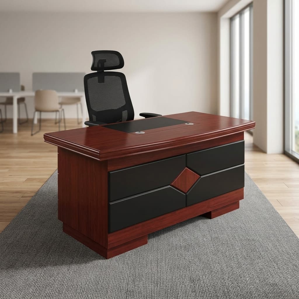Ergonomic Desk Chair Combo With 1.4M Executive Office Desk, Reclining Ergonomic Mesh Chair, Adjustable Lumbar Support, And Adjustable Headrest