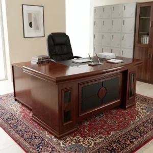 1.6m Wooden Director Desk with premium executive wooden finish and decorative front panel for director and executive offices