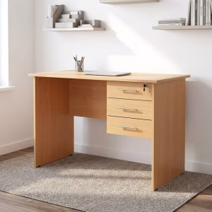 1.2m Wooden Desk With Drawers featuring a spacious tabletop and integrated lockable 3-drawer storage
