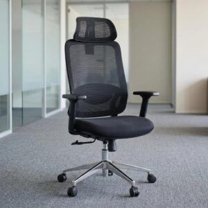 2D Lumbar Support Office Chair With Adjustable Headrest, Reclining Mesh Backrest, 3D Armrests, And Ergonomic Lumbar Support