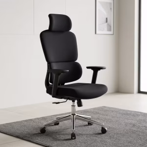 An ergonomic black mesh Adjustable Height Backrest Office Chair featuring a polished chrome five-star wheeled base and a multi-segmented backrest frame.